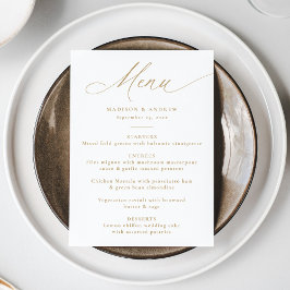 Den moderna Elegant Guld Calligraphy Bröllop Meny
