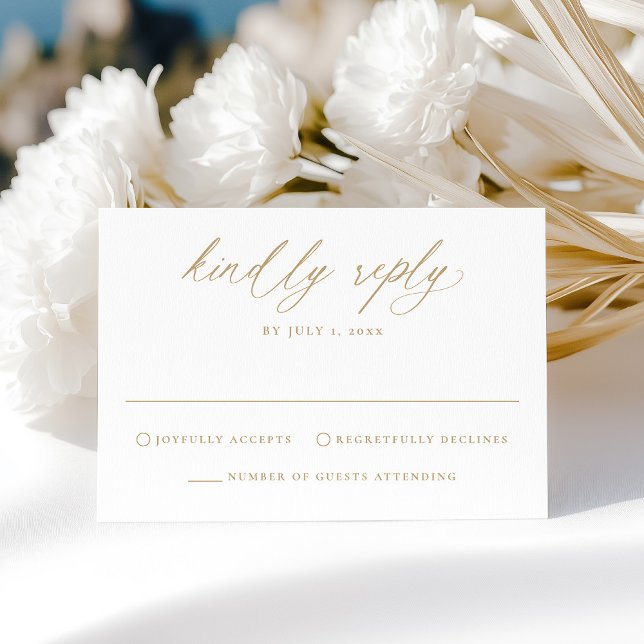 Den moderna Elegant Guld Calligraphy Bröllop OSA Kort (Skapare uppladdad)