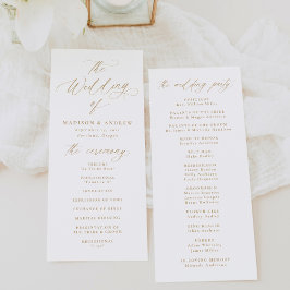 Den moderna Elegant Guld Calligraphy Bröllop Program