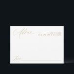 Den moderna Elegant Guld Calligraphy Bröllop Rådkort<br><div class="desc">Elegant & Modern Guld Calligraphy Bröllop Advice Card : Det här kortet har tomt utrymme för gästerna att fylla i råd eller önskemål. Den har romantisk kalligrafi och ett modernt utseende från guld.</div>