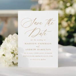 Den moderna Elegant Guld Calligraphy Bröllop Spara Datumet