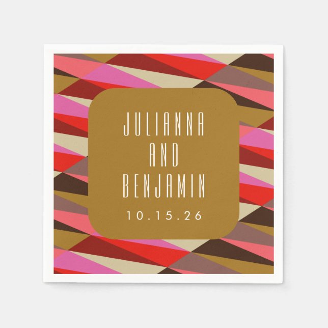 Den moderna Eleganten Art Deco Geometric Bröllop A Pappersservett (Framsidan)