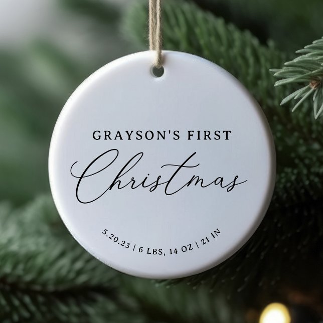 Den moderna Eleganten Baby födelsetalen Första jul Julgransprydnad Keramik (Skapare uppladdad)
