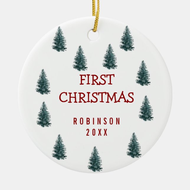 Den moderna Eleganten Baby Första jul Baby Julgransprydnad Keramik (Framsidan)