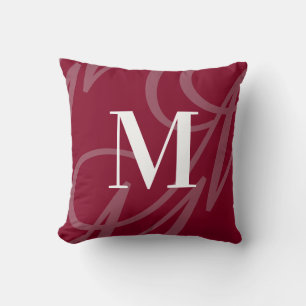 Den moderna Eleganten Big Monogram Burgundy Red Kudde