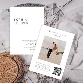 Den moderna Eleganten Black and White Bröllop Allt Inbjudningar