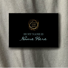 Den moderna Eleganten Black Aqua Add Business Logo Namnbricka
