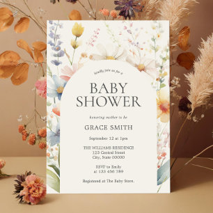 Den moderna Eleganten Boho Blommigt Baby Shower Inbjudningar