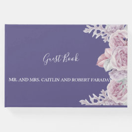 Den moderna eleganten chic Ram lila Blommigt Gästböcker