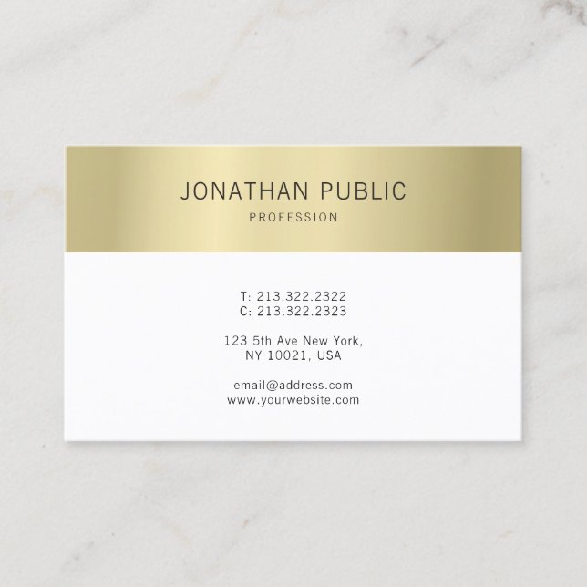 Den moderna Eleganten Faux Guld minimalistisk Prof Visitkort (Framsida)