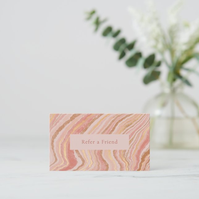 Den moderna Eleganten för Rosa och Guld Abstrakt Rabattkort (Stående Fram)