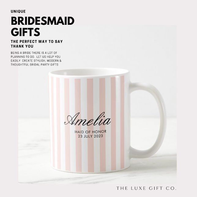 Den moderna Eleganten för  Rosa Rand Maid of honor Kaffemugg (Skapare uppladdad)