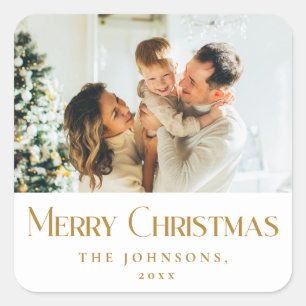 Den moderna Eleganten God jul Anpassningsbar Guld Fyrkantigt Klistermärke