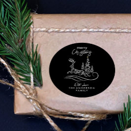 Den moderna Eleganten God jul Träd och renar Runt Klistermärke