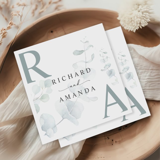 Den moderna Eleganten Greenery Minimalist Bröllop Pappersservett (Skapare uppladdad)