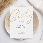 Den moderna Eleganten Guld 60:e födelsedagen Inbjudningar<br><div class="desc">Skapa din egen personlig 60:e födelsedagsfest inbjudan med minimalistisk manustypografi i guld färg.</div>