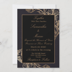 Den moderna Eleganten Guld Faux Metall Blommigt Br Inbjudningar