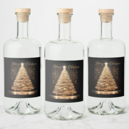 Den moderna Eleganten Guld Julgran Spritflaskor Etikett