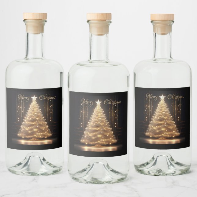 Den moderna Eleganten Guld Julgran Spritflaskor Etikett (Flaskor)