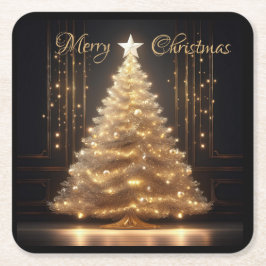 Den moderna Eleganten Guld Julgran Underlägg Papper Kvadrat
