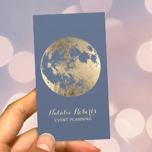 Den moderna Eleganten Guld Måne Dusty Blue - Hände Visitkort