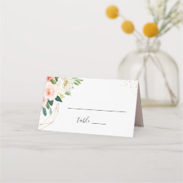 Den moderna Eleganten Guld Rosa Blommigt Bröllop Placeringskort