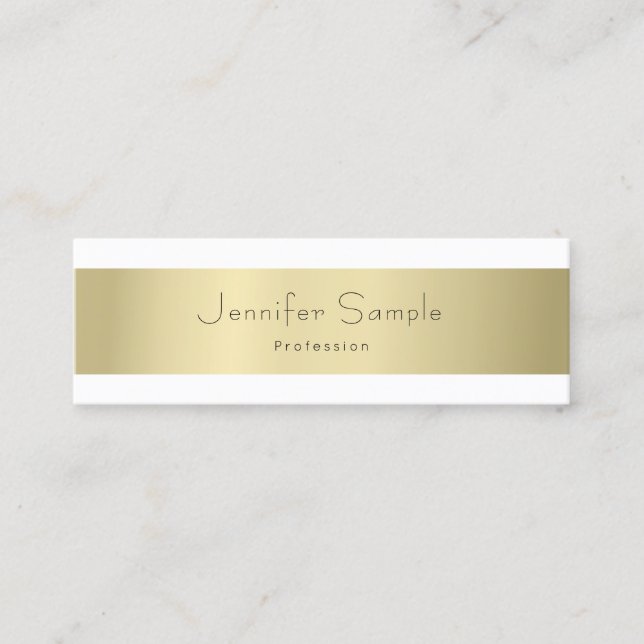 Den moderna Eleganten Guld ser enkel Professionell Mini Visitkort (Framsida)