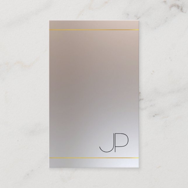 Den moderna Eleganten Guld Silver ser monogrammad  Visitkort (Framsida)