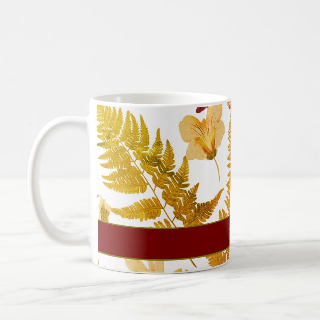 Den moderna eleganten Halloween vår löv och blommo Kaffemugg (Vänster)