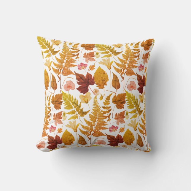 Den moderna eleganten Halloween vår löv och blommo Kudde (Framsida)