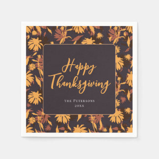 Den moderna Eleganten Happy thanksgiving Coneflowe Pappersservett