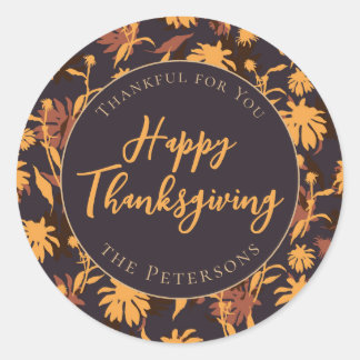 Den moderna Eleganten Happy thanksgiving Coneflowe Runt Klistermärke