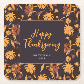 Den moderna Eleganten Happy thanksgiving Coneflowe Underlägg Papper Kvadrat