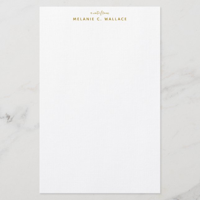 Den moderna Eleganten Luxury Guld Personlig Brevpapper (Framsida)