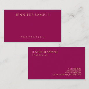 Den moderna Eleganten Minimalist Viva Magenta Guld Visitkort