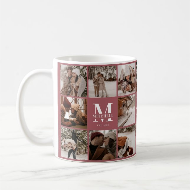 Den moderna Eleganten Multi Photo Collage Cute Kee Kaffemugg (Vänster)