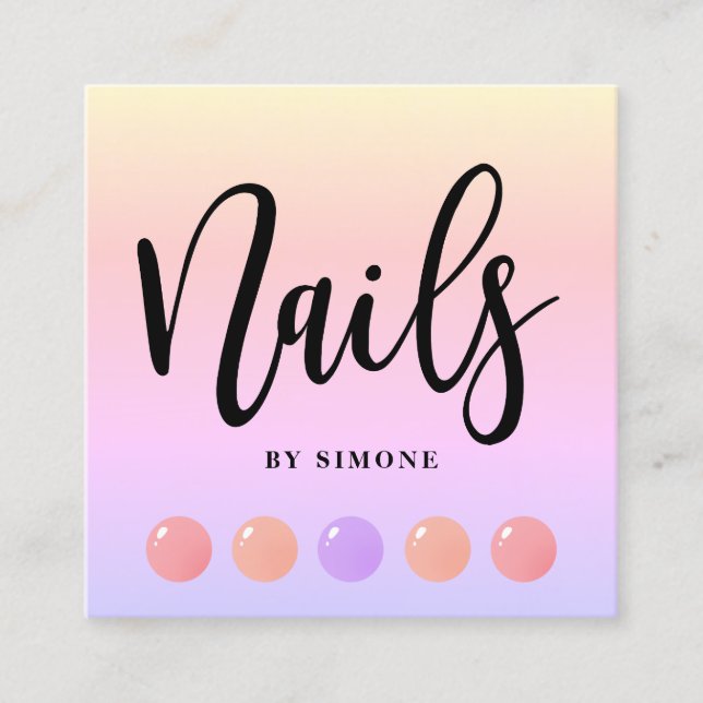 Den moderna eleganten nagel drunknar i färglöst na fyrkantigt visitkort (Framsida)