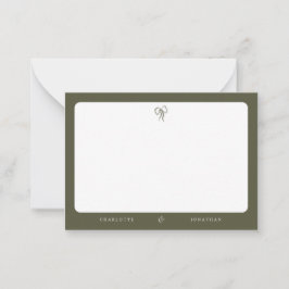 Den moderna Eleganten Oliv grönt Bröllop Anteckningskort