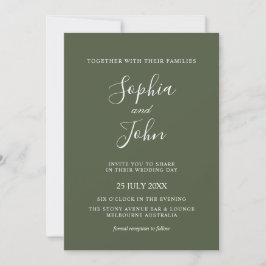 Den moderna Eleganten Oliv grönt Bröllop Inbjudningar