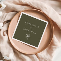 Den moderna Eleganten Oliv grönt Bröllop