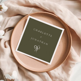 Den moderna Eleganten Oliv grönt Bröllop Pappersservett