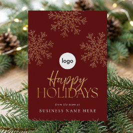 Den moderna Eleganten Red Guld Snowflake Business Julkort