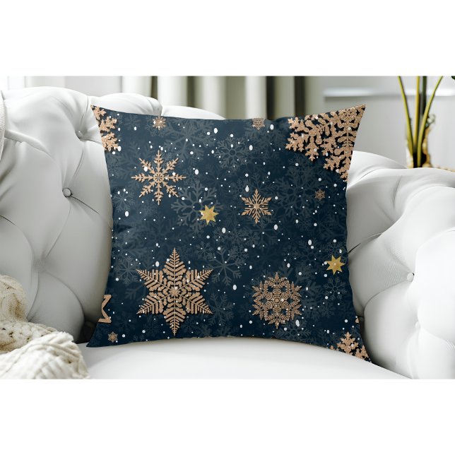 Den moderna Eleganten Ro Glitter Guld Blue Kudde (Skapare uppladdad)