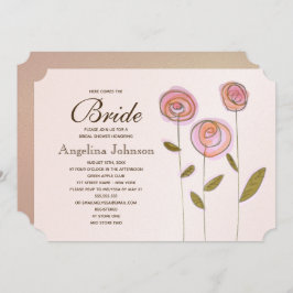 Den moderna Eleganten Ro Guld Blommigt Möhippa Inbjudningar