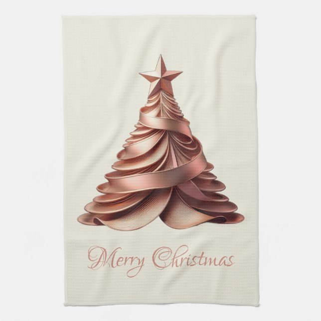Den moderna Eleganten Ro Guld Julgran Kökshandduk (Vertikal)