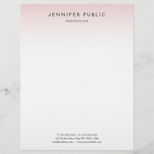 Den moderna Eleganten Ro Guld White Minimalist  Mo Brevhuvud (Framsida)