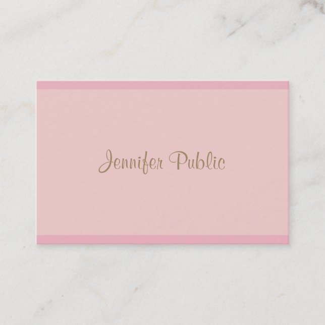 Den moderna Eleganten Rosa Guld Calligraphy-mallen Visitkort (Framsida)