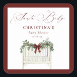 Den moderna Eleganten Santa Baby Baby Shower Fyrkantigt Klistermärke<br><div class="desc">Den moderna Eleganten Santa Baby Baby Shower Square Sticker - fira glädjen i en ny ankomst med vår moderna Elegant Watercolor Santa Baby Shower Collection! Den här charmerande designen har en mysigt baby-krubb, som är mjuk och detaljerad med julgrädden och som framhävs av en känslig, rik-buggbåge. De gröna kaskaderna på...</div>
