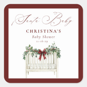 Den moderna Eleganten Santa Baby Baby Shower Fyrkantigt Klistermärke