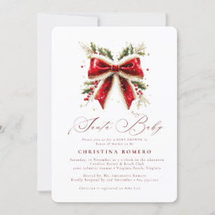 Den moderna Eleganten Santa Baby Baby Shower Inbjudningar